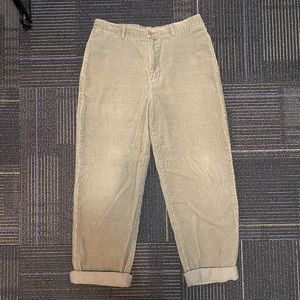 Covington Green Corduroy Pants With Brown Buttons-Loose Fit
